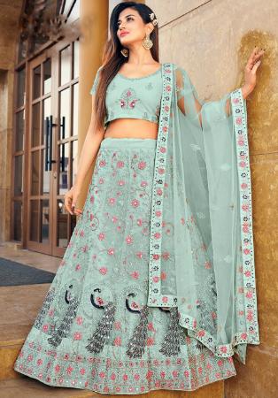 Picture of Sublime Net Light Steel Blue Lehenga Choli