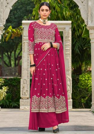 Picture of Georgette Hot Pink Straight Cut Salwar Kameez