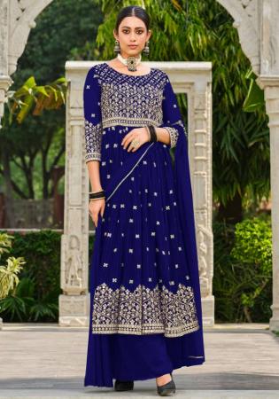 Picture of Georgette Midnight Blue Straight Cut Salwar Kameez