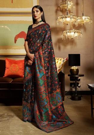 Picture of Well Formed Silk Black Saree