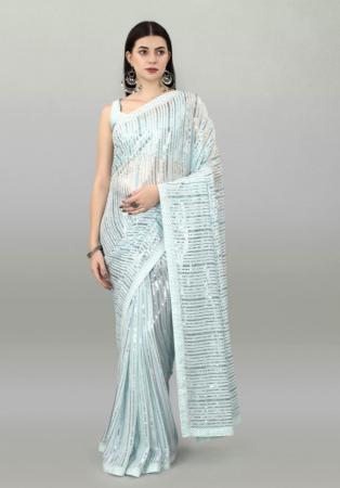 Picture of Classy Georgette Light Steel Blue Saree