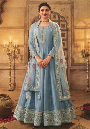 Picture of Beauteous Silk Slate Grey Anarkali Salwar Kameez