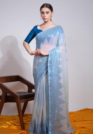 Picture of Graceful Georgette Azure Saree