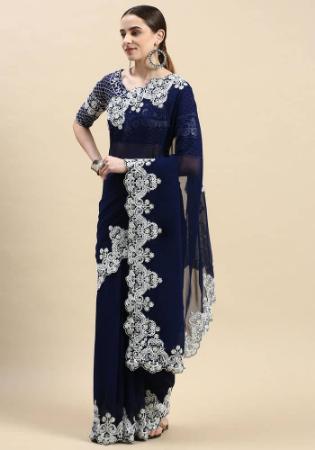 Picture of Admirable Georgette Midnight Blue Saree