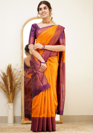 Picture of Alluring Silk Orange Saree