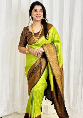 Picture of Sightly Silk Golden Rod Saree