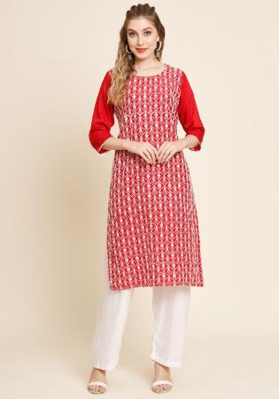 Picture of Enticing Georgette Crimson Kurtis & Tunic