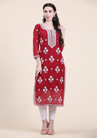 Picture of Splendid Georgette Maroon Kurtis & Tunic