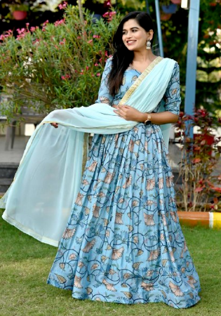 Picture of Pleasing Chiffon Sky Blue Lehenga Choli