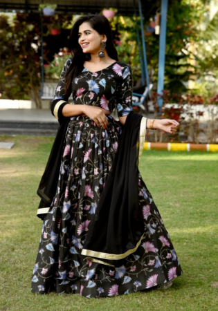 Picture of Ideal Chiffon Black Lehenga Choli