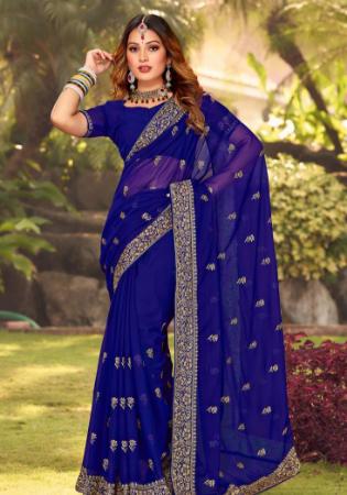 Picture of Radiant Georgette Navy Blue Saree