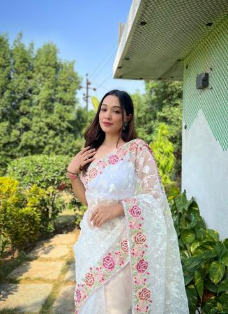 Picture of Gorgeous Organza Off White Saree