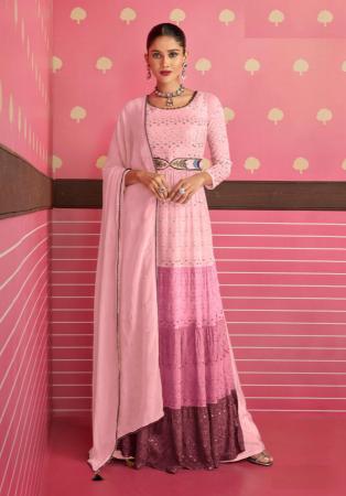 Picture of Delightful Georgette Dark Salmon Anarkali Salwar Kameez