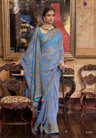 Picture of Grand Georgette Steel Blue Saree