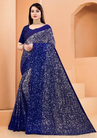 Picture of Appealing Georgette Dark Slate Blue Saree