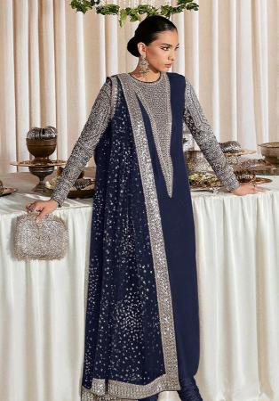 Picture of Georgette Dark Slate Grey Anarkali Salwar Kameez