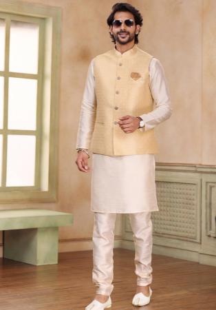 Picture of Enticing Silk Beige Kurtas