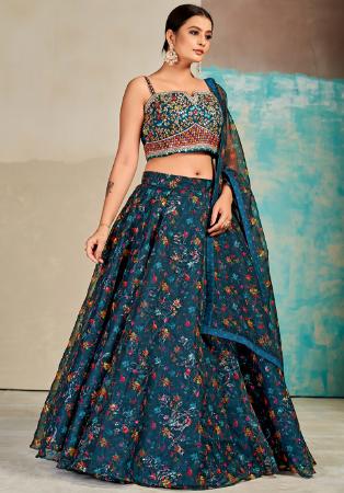 Picture of Organza Dark Slate Grey Readymade Lehenga Choli