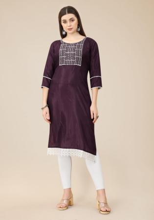 Picture of Pleasing Silk Dark Olive Green Kurtis & Tunic