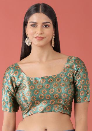 Picture of Excellent Silk Dark Sea Green Designer Blouse