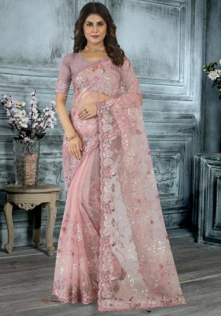 Picture of Grand Net Pink Saree