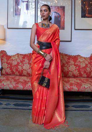 Picture of Gorgeous Silk Tomato Saree