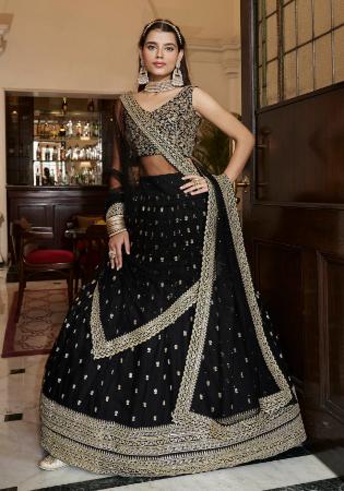 Picture of Pretty Georgette & Net Black Lehenga Choli