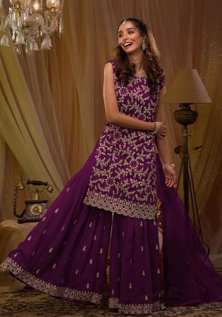 Picture of Georgette Saddle Brown Straight Cut Salwar Kameez