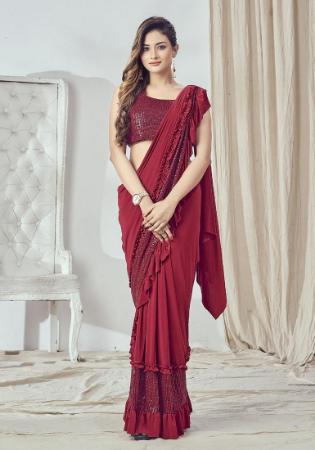 Picture of Nice Lycra Crimson Saree