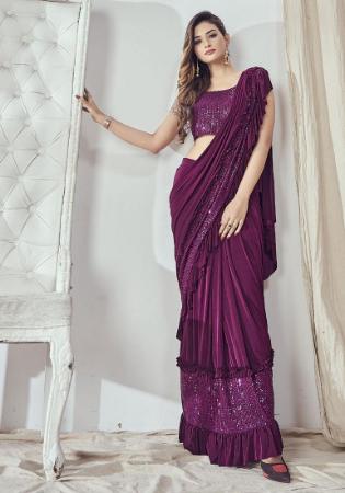 Picture of Sublime Lycra Purple Saree