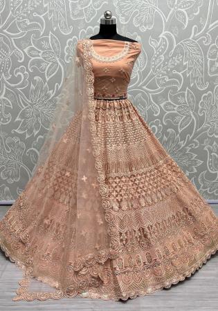 Picture of Good Looking Net Rosy Brown Lehenga Choli