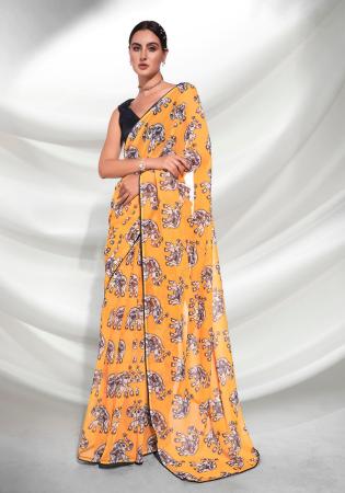 Picture of Pretty Chiffon & Net Sandy Brown Saree