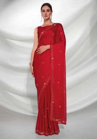 Picture of Taking Chiffon & Net Fire Brick Saree