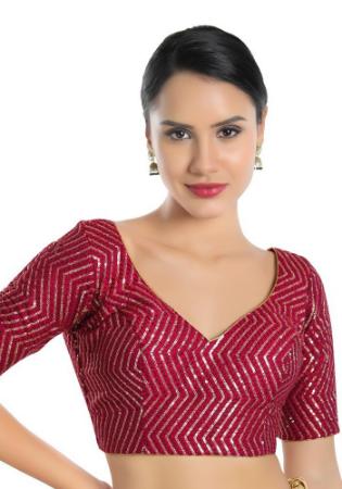 Picture of Well Formed Silk Maroon Designer Blouse