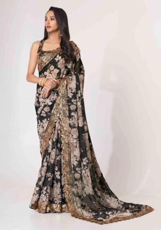 Picture of Stunning Organza Black Saree