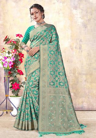 Picture of Sightly Organza Medium Sea Green Saree