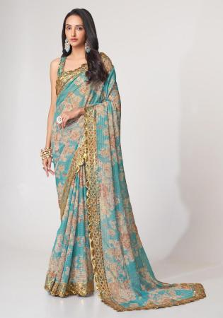 Picture of Admirable Organza Sky Blue Saree