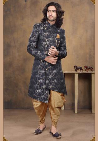 Picture of Fine Silk Dim Gray Indo Western