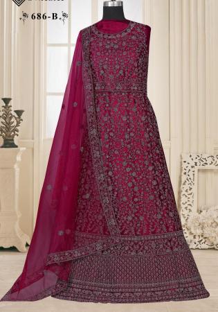 Picture of Ravishing Net Brown Anarkali Salwar Kameez