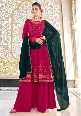 Picture of Ideal Georgette Deep Pink Readymade Salwar Kameez