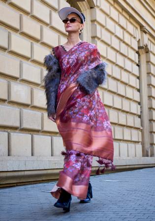 Picture of Delightful Satin & Organza Dim Gray Saree