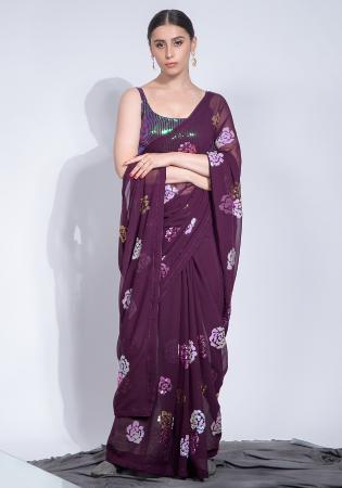 Picture of Graceful Georgette Brown Saree