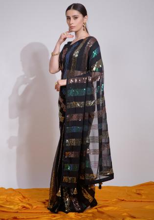 Picture of Statuesque Georgette Black Saree