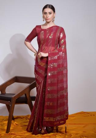 Picture of Ravishing Georgette Brown Saree