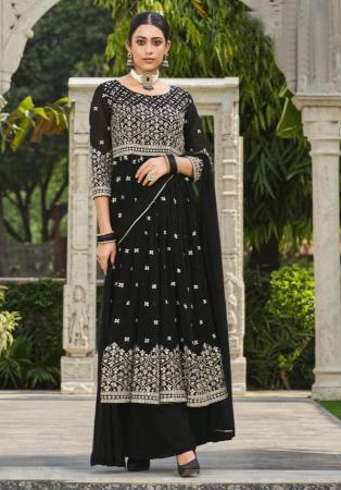 Picture of Well Formed Georgette Black Anarkali Salwar Kameez