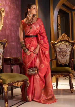 Picture of Pretty Silk Indian Red Saree