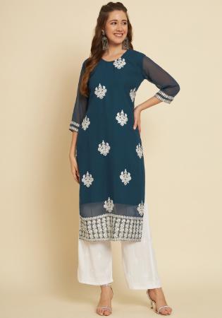 Picture of Beauteous Georgette Steel Blue Kurtis & Tunic