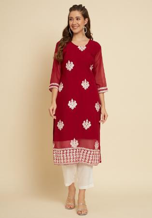 Picture of Ideal Georgette Maroon Kurtis & Tunic