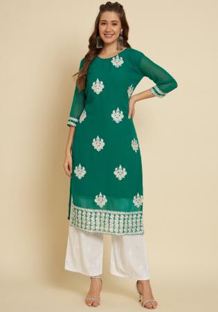 Picture of Ravishing Georgette Teal Kurtis & Tunic