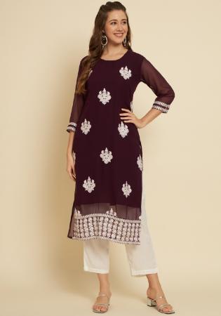 Picture of Wonderful Georgette Black Kurtis & Tunic